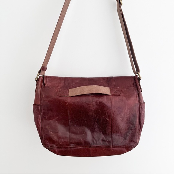 Fossil Leather Messenger Brown Distressed Crossbody Briefcase Bag - Picture 4 of 8